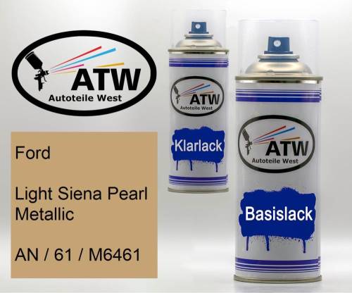 Ford, Light Siena Pearl Metallic, AN / 61 / M6461: 400ml Sprühdose + 400ml Klarlack - Set, von ATW Autoteile West.